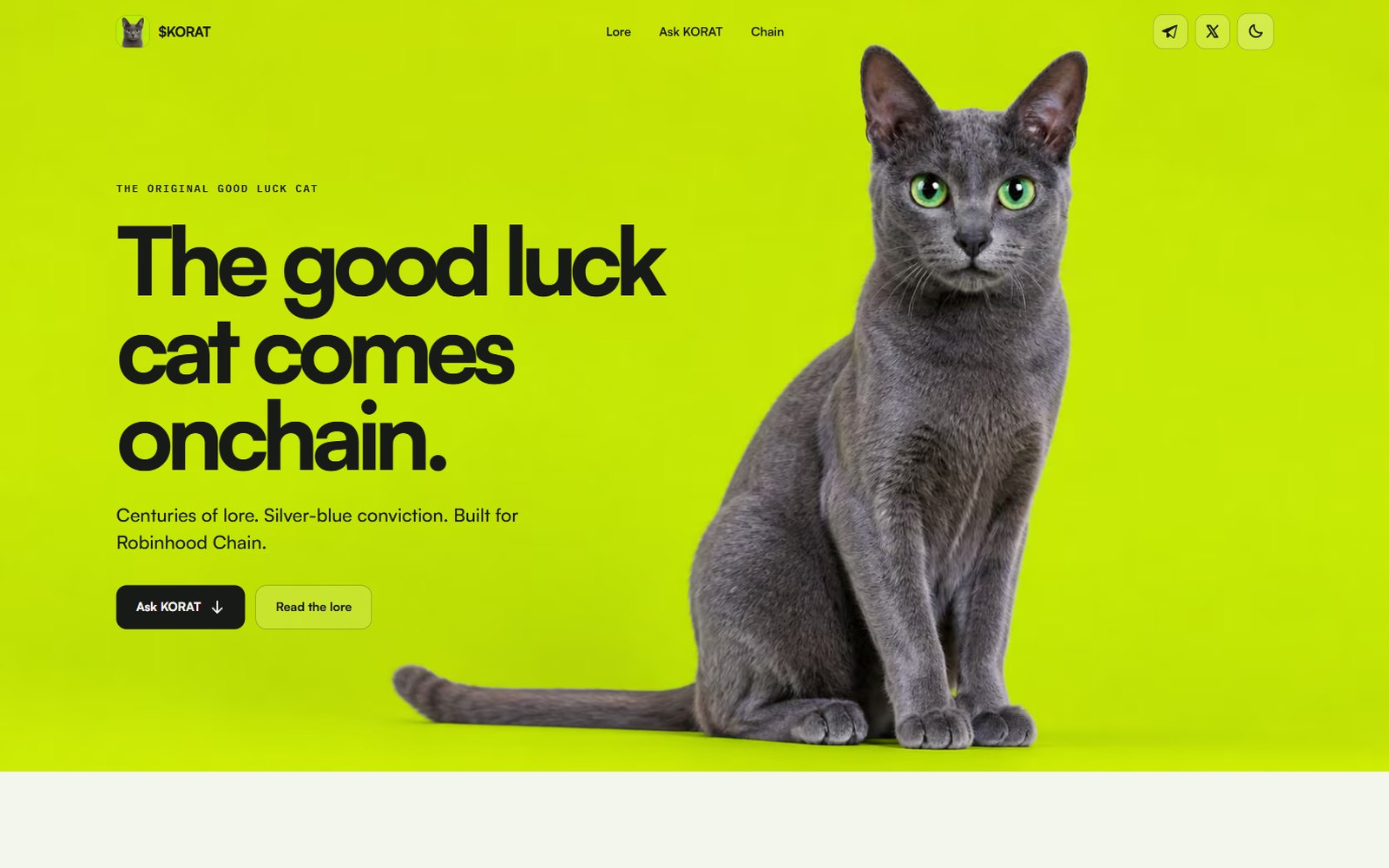 $KORAT — cat-lore memecoin on Robinhood Chain